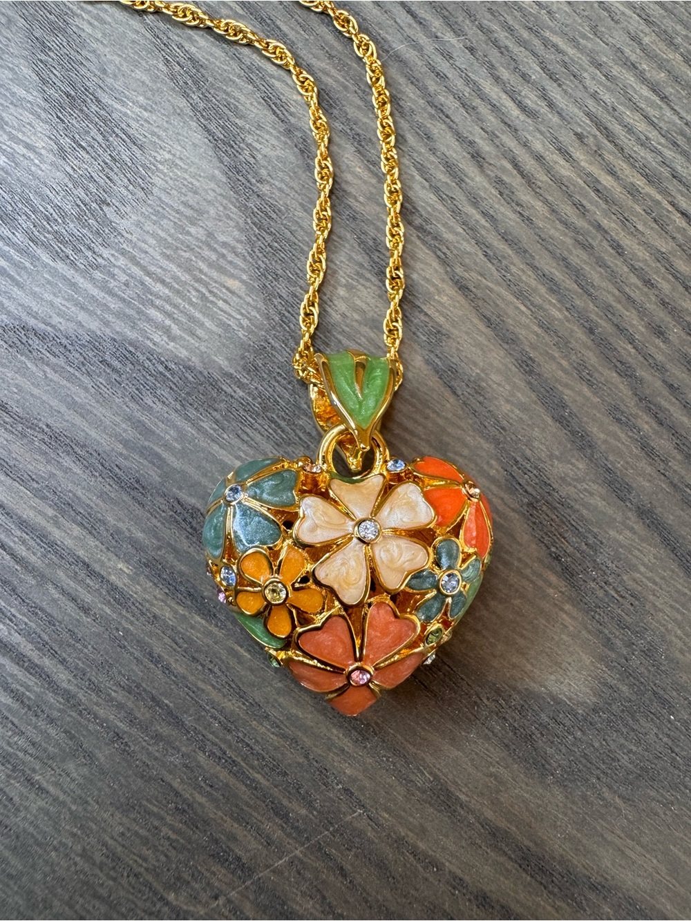 Joan Rivers Gold-Tone Multicolor Enamel Floral Heart Necklace